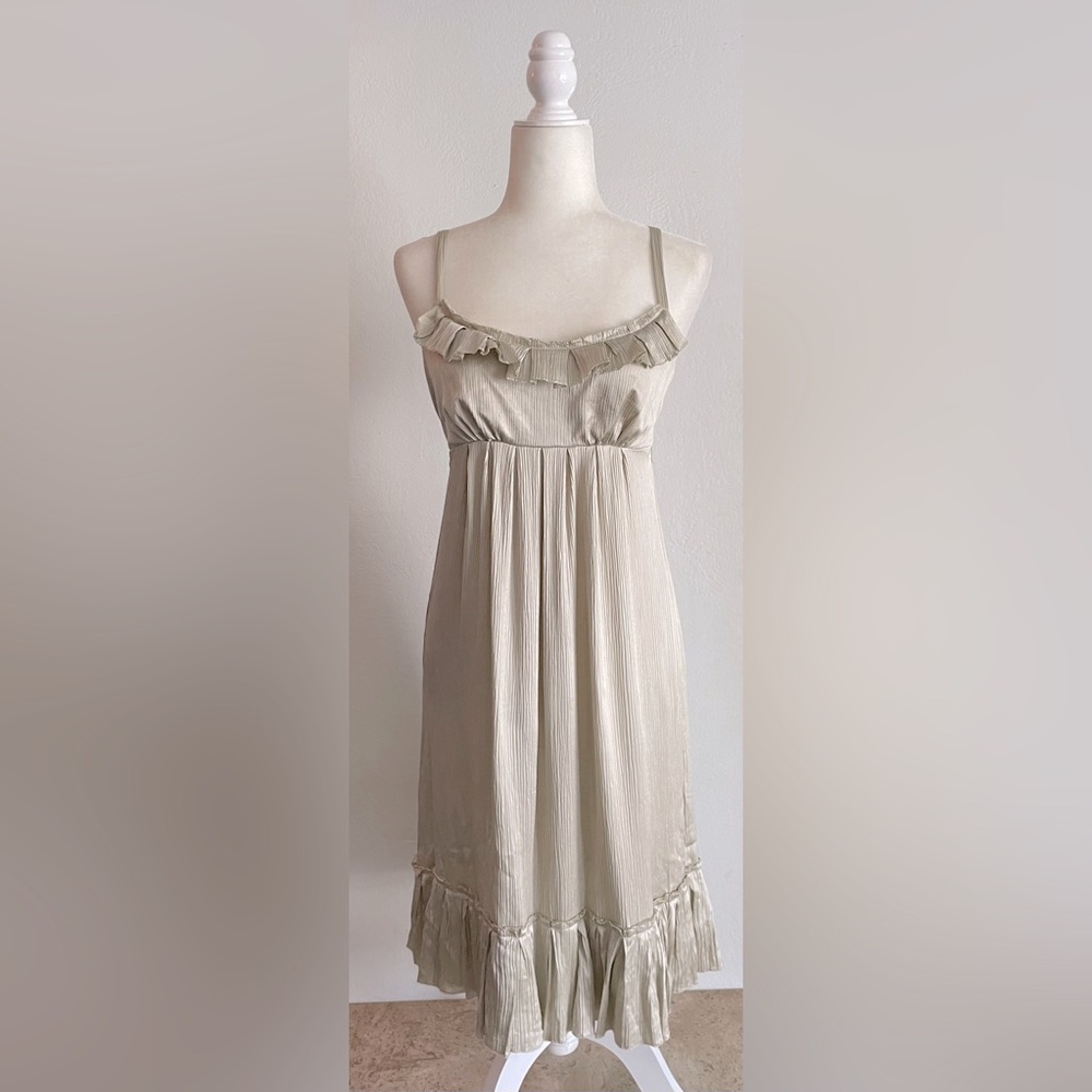 VERA WANG Vintage Silk Midi Dress w/ Ruffle Details